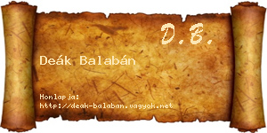 Deák Balabán névjegykártya