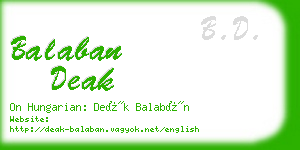 balaban deak business card
